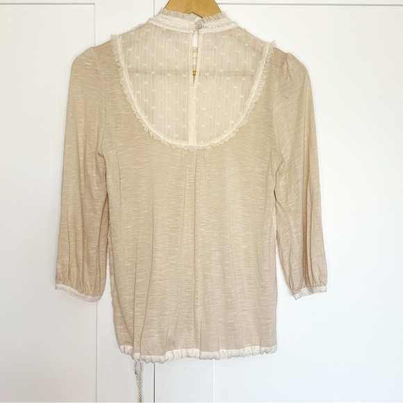 Anthropologie Tiny Finja Embroidered Lace Ruffle Ivory Blouse XS Victorian flowy - Picture 9 of 12
